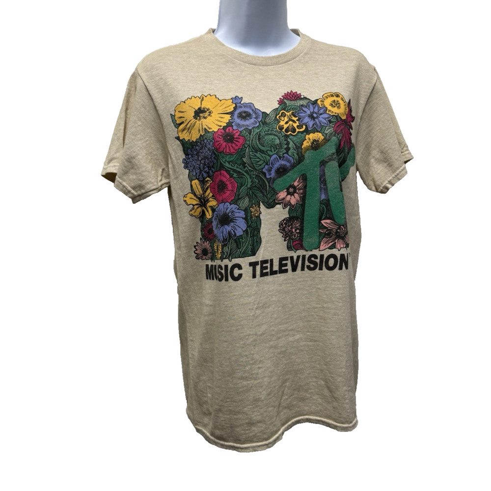 MTV 2024 Floral Tee 100% Cotton Beige Women's Small